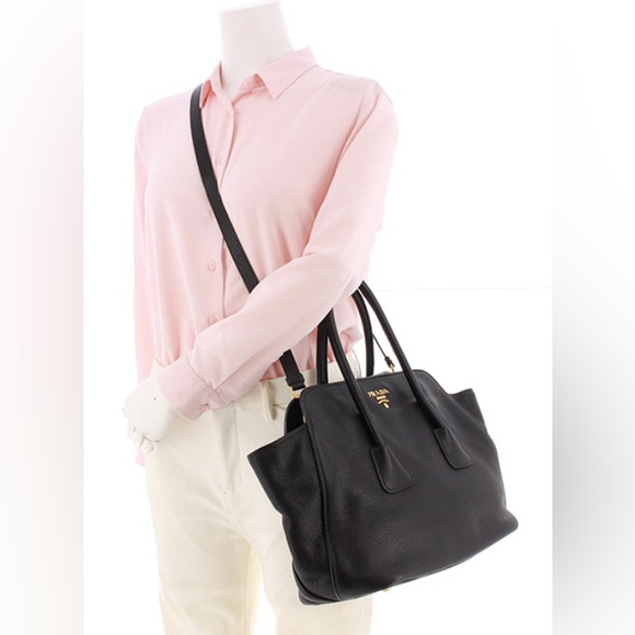 Prada Milano Vitello Daino Leather Tote in Black - Picture 12 of 12